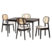 Baxton Studio Darrion Mid-Century Modern Cream Fabric and Black Finished Wood 5-Piece Dining Set